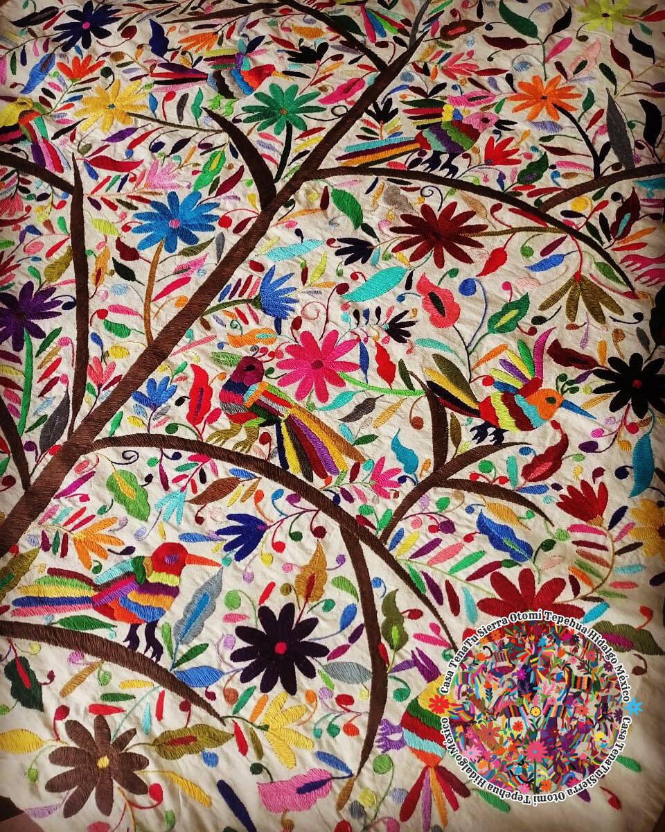 Lienzo árbol de la vida multicolor tupido Otomí (SOBRE PEDIDO)