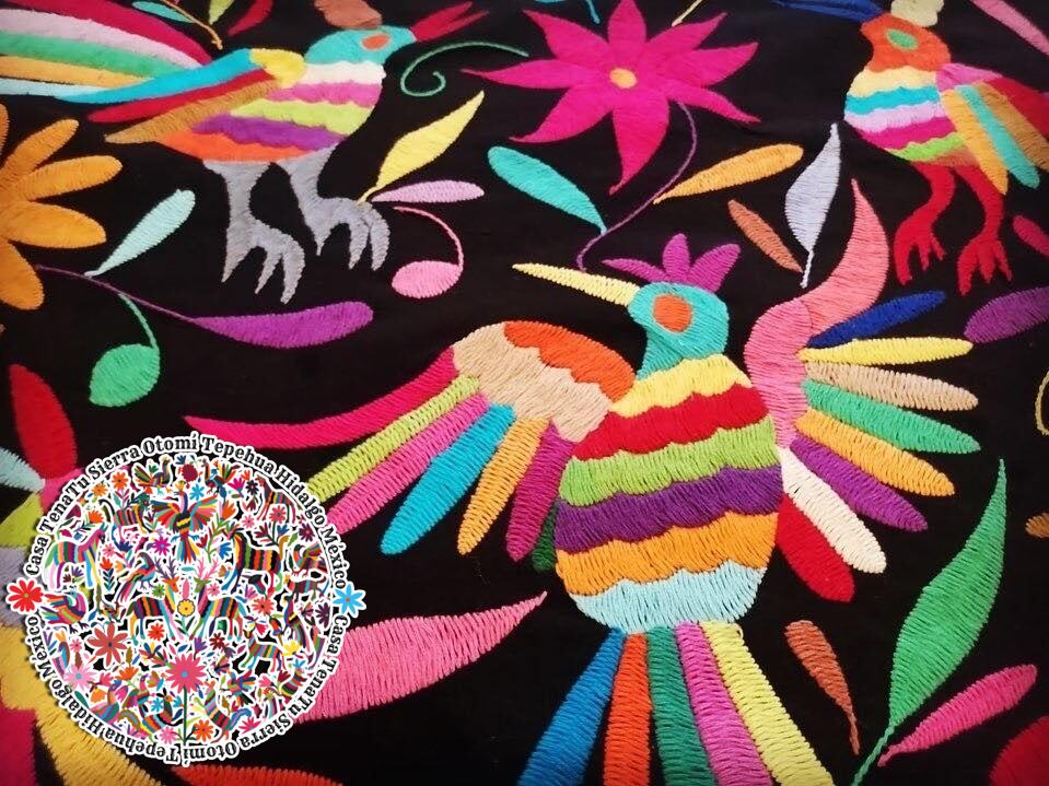 Cuadrito para pared Otomí negro multicolor (bajo pedido)