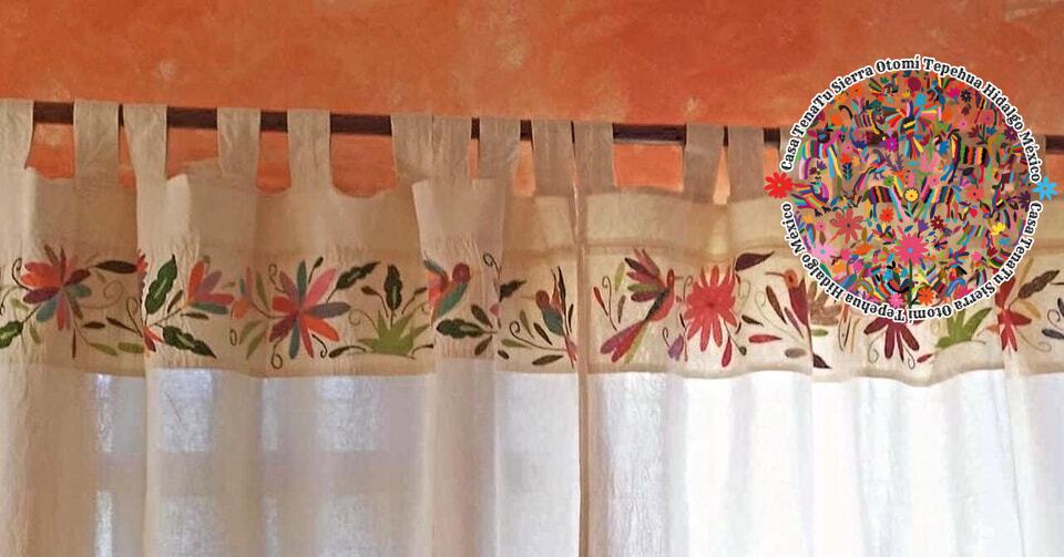 Juego de cortinas con bordado Otomí "DISPONIBLES"