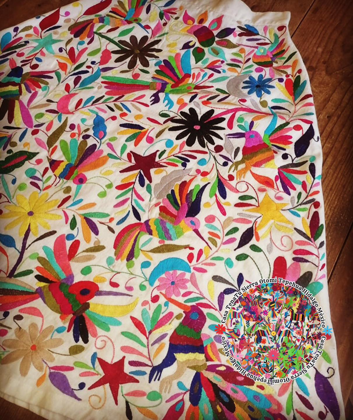Hermosa Falda Multicolor Bordada Otomí (tallas disponibles)