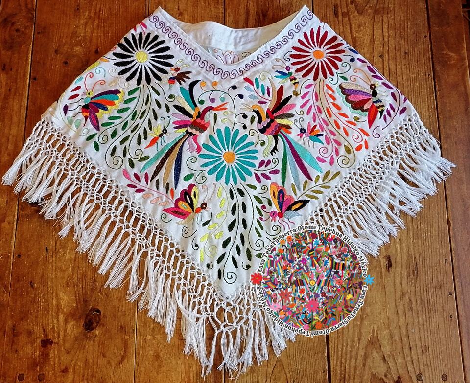 Hermoso Quexquémitl Multicolor Bordado Otomí "BAJO PEDIDO"
