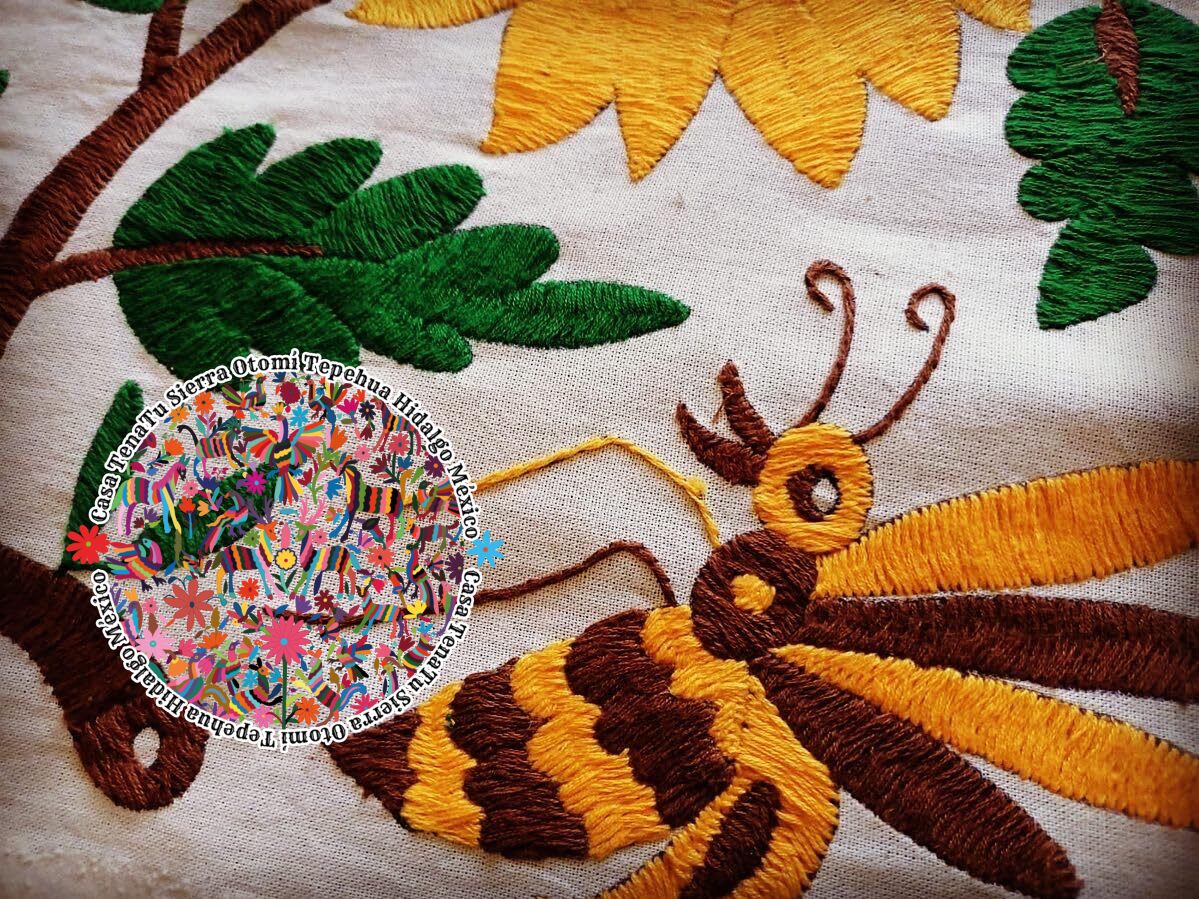 Lienzo bordado a mano Otomí Girasoles "bajo pedido"