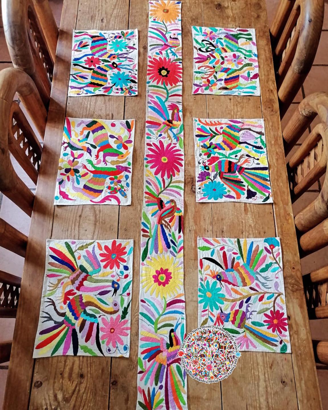 Set Otomí multicolor para mesa, 6 lugares