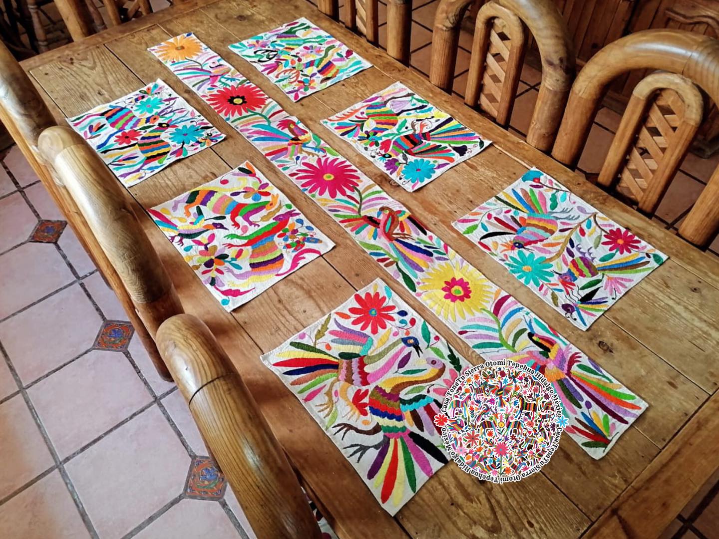 Set Otomí multicolor para mesa, 6 lugares