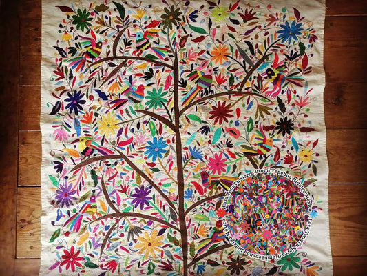 Lienzo  árbol de la vida multicolor tupido  Otomí (SOBRE PEDIDO)