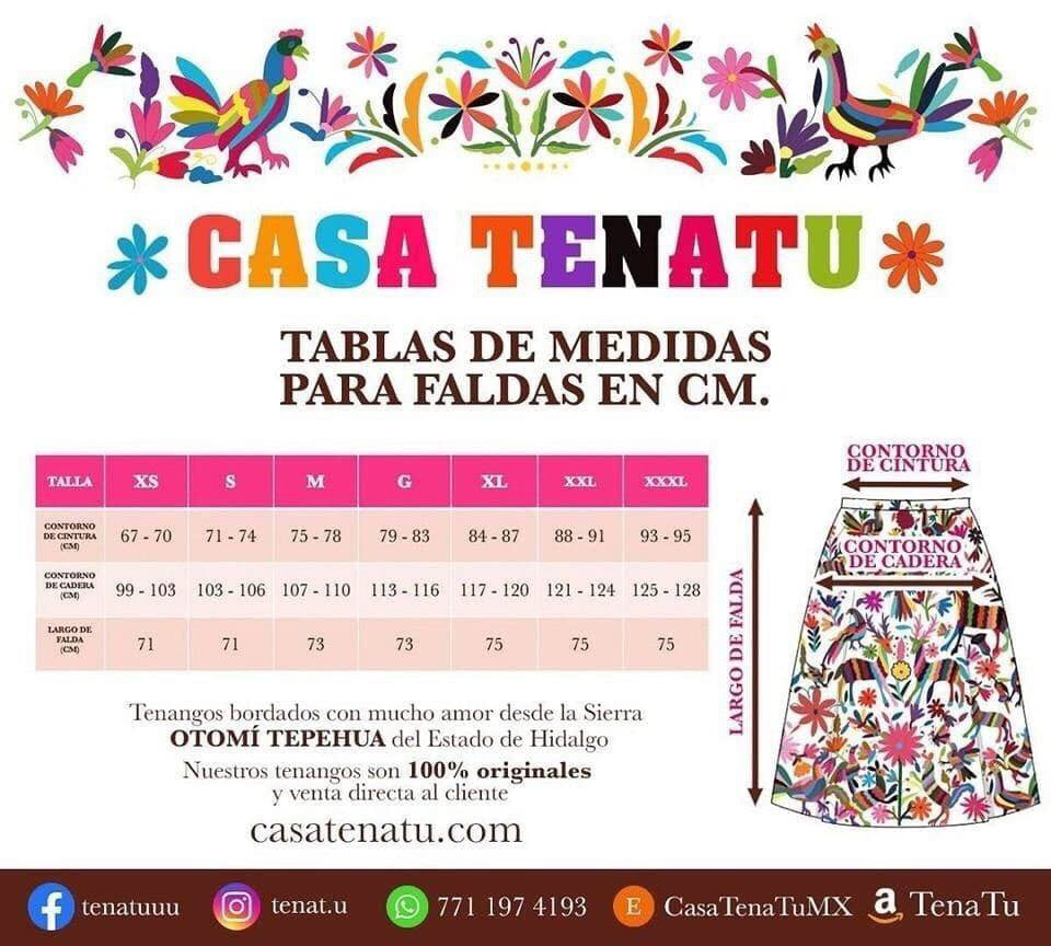 Falda negra Otomí bordada a mano