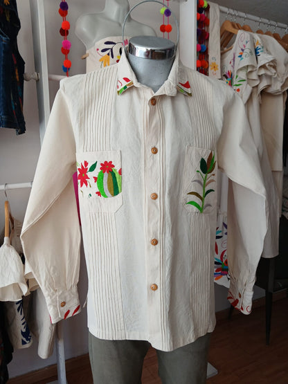Camisa cactus Otomi "mi ranchito".