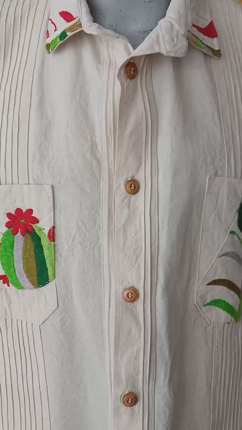 Camisa cactus Otomi "mi ranchito".
